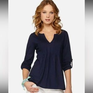 Lilly Pulitzer Braylen Tab Sleeve Tunic Top - Navy Blue